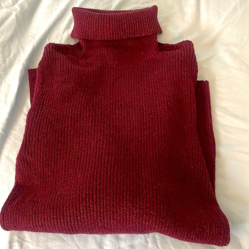 Burgundy shimmer turtleneck